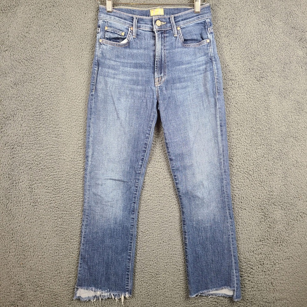 Mother The Insider Crop Step Fray Jeans Girl Crush Blue High Rise Size 26